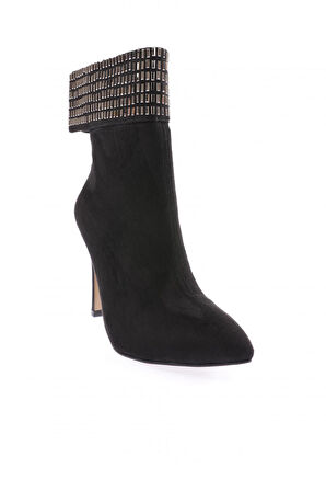 Dgn 4246 Kadin Sivri Burun Kristal Taşli İnce Topuklu Bot