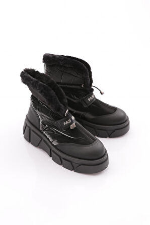 Dgn 2204 Kadin Lastik Bağcikli Kürklü Bot