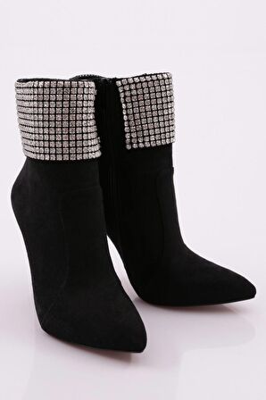 Dgn 4259 Kadın Sivri Burun Kristal Taşli İnce Topuklu Bot