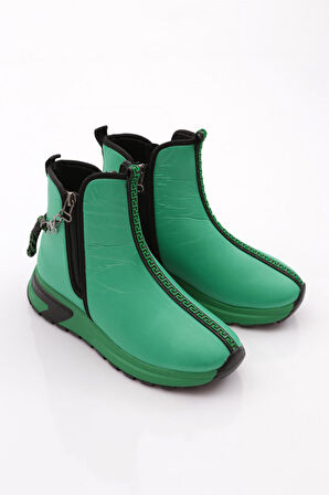 Dgn 685-22K Kadın Kalin Taban Fermuar Detayli Bot