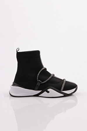 Dgn 032-22K Kadın Kalin Taban Silver Taş Detayli Bot