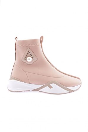 Dgn 033-22K Kadın Kalin Taban Silver Taş Detayli İnci Aksesuarli Bot