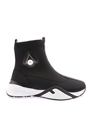 Dgn 033-22K Kadın Kalin Taban Silver Taş Detayli İnci Aksesuarli Bot