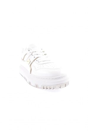 Dgn 020-22K Kadın Kalin Taban Bağcikli Dikiş Detayli Sneakers Ayakkabi