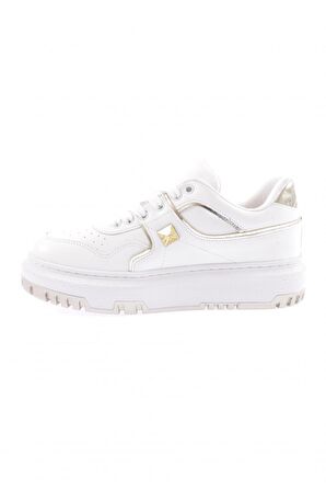 Dgn 020-22K Kadın Kalin Taban Bağcikli Dikiş Detayli Sneakers Ayakkabi