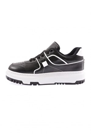 Dgn 020-22K Kadın Kalin Taban Bağcikli Dikiş Detayli Sneakers Ayakkabi