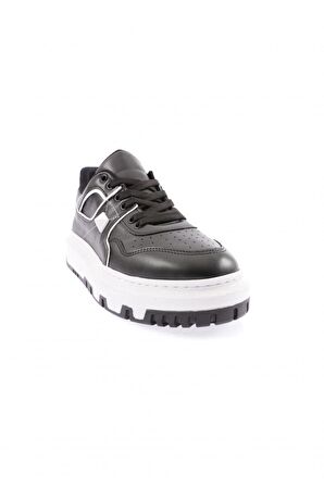 Dgn 020-22K Kadın Kalin Taban Bağcikli Dikiş Detayli Sneakers Ayakkabi