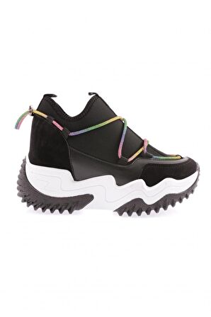 Dgn Z94 23Y Kadın Mega Kalin Taban Simli İp Detayli Sneakers Ayakkabi