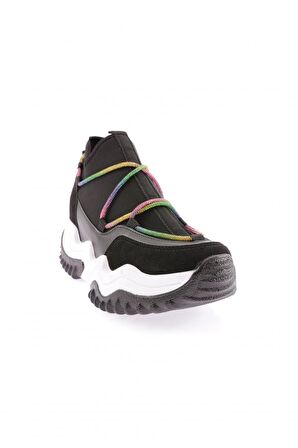 Dgn Z94 23Y Kadın Mega Kalin Taban Simli İp Detayli Sneakers Ayakkabi