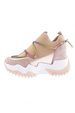 Dgn Z94 23Y Kadın Mega Kalin Taban Simli İp Detayli Sneakers Ayakkabi