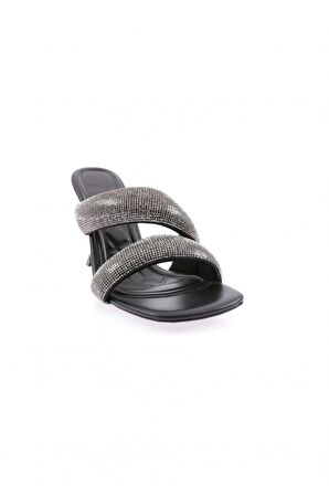 Dgn 8038-23Y Kadin Silver Taşli Bant Atmali Topuklu Terlik