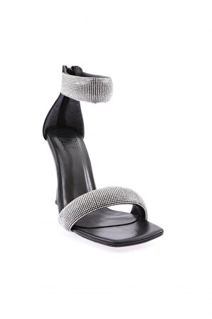 Dgn 8044-23Y Kadin Silver Taşli Bilekten Bağli Topuklu Sandalet