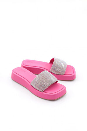Dgn 8026 Kadin Silver Taşli Kalin Taban Terlik