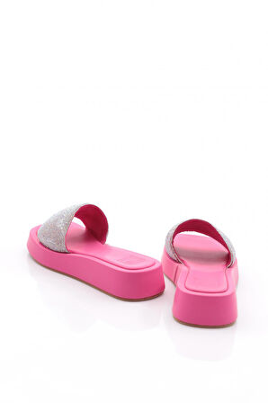 Dgn 8026 Kadin Silver Taşli Kalin Taban Terlik