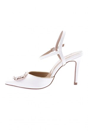 Dgn 1005-23Y Kadın Kristal Tokali Bilekten Bağli İnce Topuklu Ayakkabi