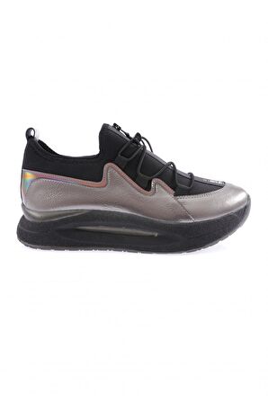 Dgn 832-23Y Kadın Kalin Taban Yazi Detayli Lastik İpli Sneakers Ayakkabi