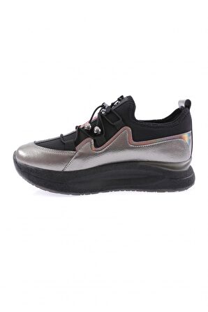 Dgn 832-23Y Kadın Kalin Taban Yazi Detayli Lastik İpli Sneakers Ayakkabi