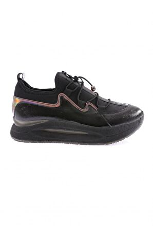 Dgn 832-23Y Kadın Kalin Taban Yazi Detayli Lastik İpli Sneakers Ayakkabi