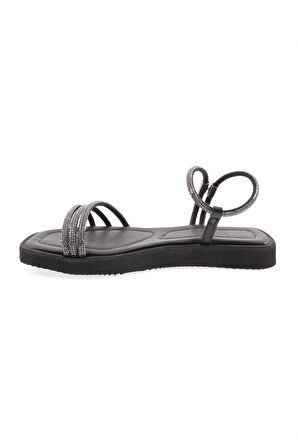 Dgn 536-23Y Kadın Sirali Silver Taşli Sandalet