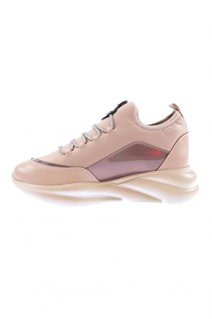 Dgn 315-23Y Kadın Kalin Taban Strech Detayli Silver Taş Bağcikli Sneakers Ayakkabi