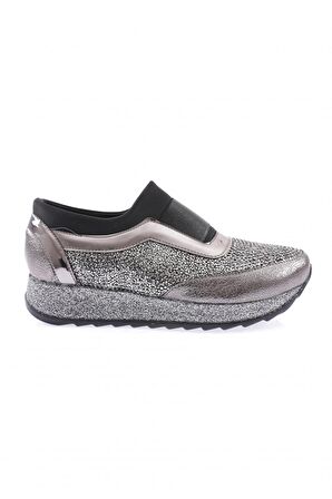 Dgn Akt-03-23Y Kadın Kalin Taban Silver Taşli Sneakers Ayakkabi