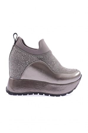 Dgn 927-23Y Kadın Mega Kalin Taban Silver Taşli Sneakers Ayakkabi