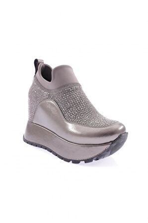 Dgn 927-23Y Kadın Mega Kalin Taban Silver Taşli Sneakers Ayakkabi