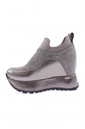 Dgn 927-23Y Kadın Mega Kalin Taban Silver Taşli Sneakers Ayakkabi