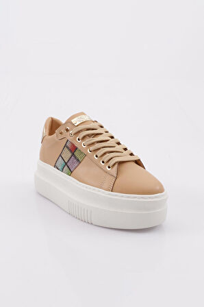 Dgn Es861 Kadın Kalin Taban Silver Taşli Sneakers Ayakkabi
