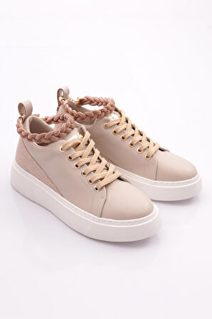 Dgn Es851 Kadin Kalin Taban Halhal Detayli Silver Taşli Sneakers Ayakkabi