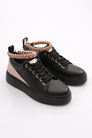 Dgn Es851 Kadin Kalin Taban Halhal Detayli Silver Taşli Sneakers Ayakkabi