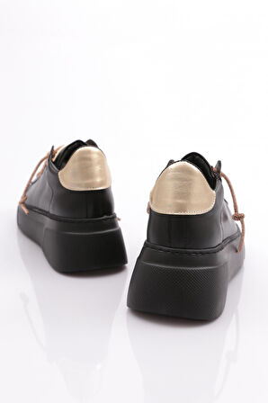 Dgn Es854 Kadin Kalin Taban Silver Taş Bağcikli Sneakers Ayakkabi