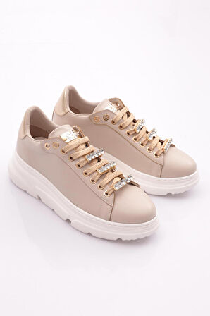 Dgn Es864 Kadın Kalin  Kristal Taşli Sneakers Ayakkabi