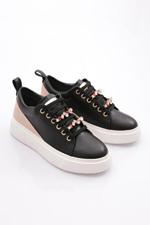 Dgn Es863 Kadın Kalin Renkli Kristal Taşli Sneakers Ayakkabi