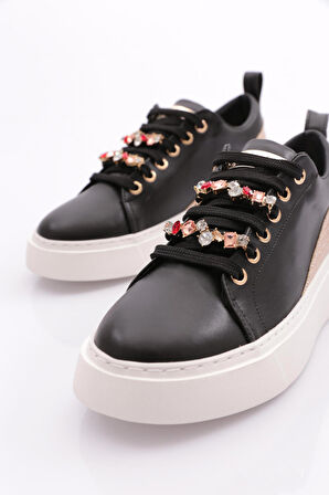 Dgn Es863 Kadın Kalin Renkli Kristal Taşli Sneakers Ayakkabi