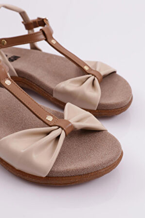 Dgn 2512 Kadın Düz Taban Bilekten Bağlama Sandalet