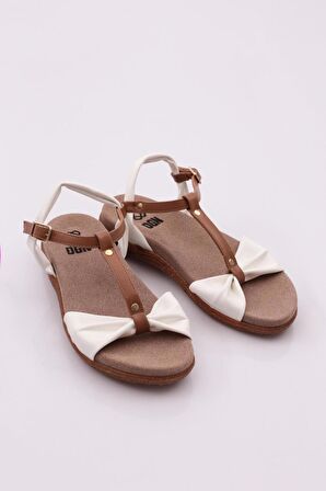 Dgn 2512 Kadın Düz Taban Bilekten Bağlama Sandalet