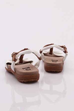 Dgn 2512 Kadın Düz Taban Bilekten Bağlama Sandalet