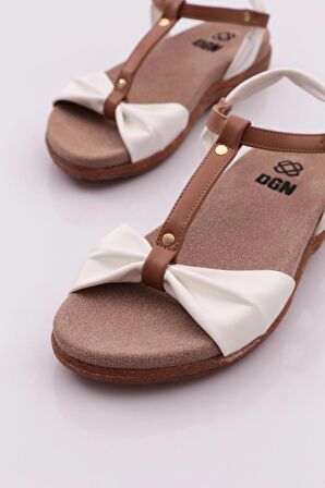 Dgn 2512 Kadın Düz Taban Bilekten Bağlama Sandalet