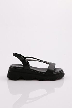 Dgn 3511 Kadın Kalin Taban Taş İpli Sandalet
