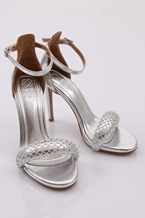 Dgn 2040 Kadin File Detayli Taş İşli Topuklu Ayakkabi