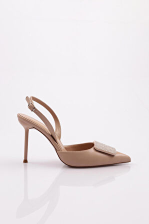 Dgn 5067 Kadın Kare Taş Süslemeli Topuklu Ayakkabi