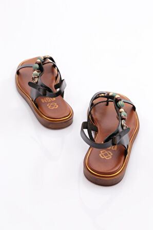 Dgn 305 Kadin Yanlari Boncuk Detayli Sandalet