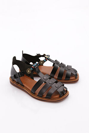 Dgn 306 Kadin Bilekten Bağlama Boncuklu Sandalet