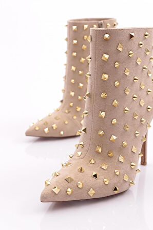 Dgn 1123 Kadın Diken Taşli Topuklu Bot