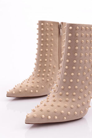 Dgn 5274 Kadın Metal Diken Desenli Topuklu Bot