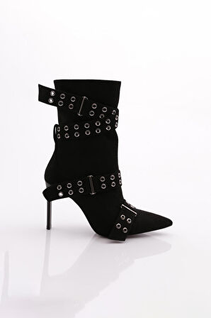 Dgn 5285 Kadın Delik Kemer Detayli Topuklu Bot