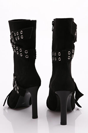 Dgn 5285 Kadın Delik Kemer Detayli Topuklu Bot