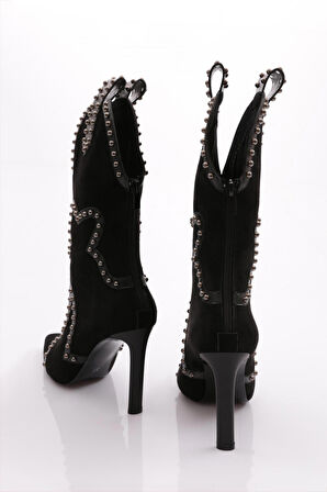 Dgn 5273 Kadın Taş İşlemeli Topuklu Western Bot