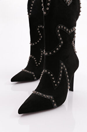 Dgn 5273 Kadın Taş İşlemeli Topuklu Western Bot